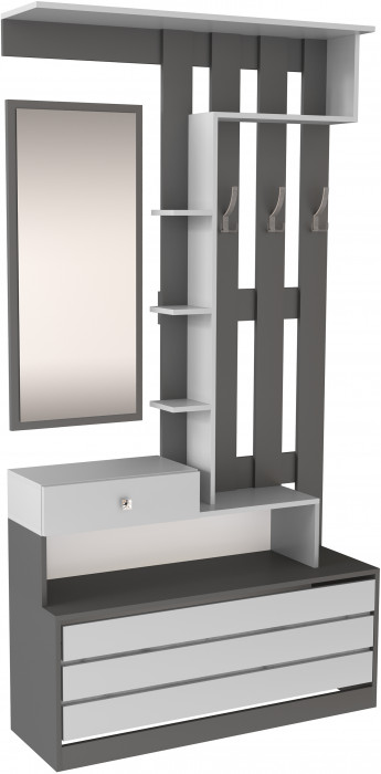 Модульная Прихожая Ямайка, композиция 3, Графит серый/Камень серый