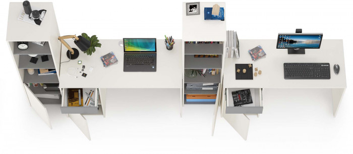 Торонто Компоновка № 07, цвет белый шагрень/стальной серый, ШхГхВ 320х53,1х149,7 см., универсальная сборка