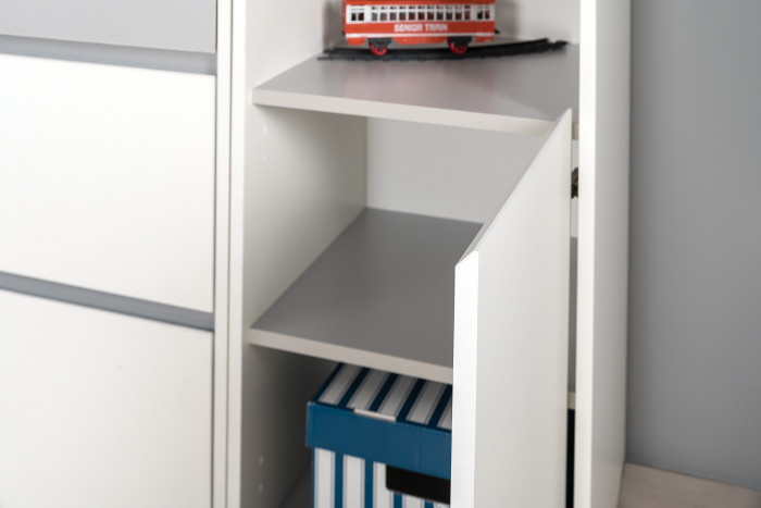 Торонто Компоновка № 07, цвет белый шагрень/стальной серый, ШхГхВ 320х53,1х149,7 см., универсальная сборка