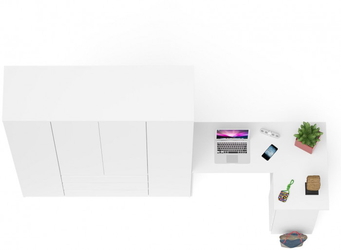 Мори компьютерный стол МС-16 правый + Шкаф МШ1600.1, белый