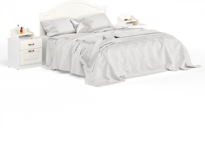 Ливерпуль Кровать 11.08 + осн. + ножки + две Тумбы 08.146 + две 10.117, цвет ясень ваниль/белый, ШхГхВ 266х204х112 см., 1600х2000 мм., б/м, орт. есть