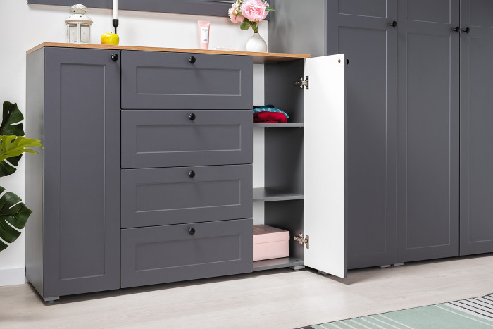 Остин Прихожая 56, цвет серый графит/дуб крафт золотой, ШхГхВ 200х54,3х210 см., универсальная сборка