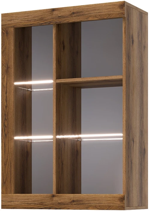 Прага Витрина универсальная ЛДСП Дуб Делано/Черный глянец