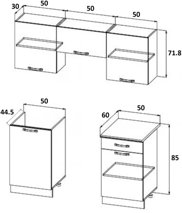 ЛДСП Кухня Рио NEW 1,5м бетон светлый/бетон темный