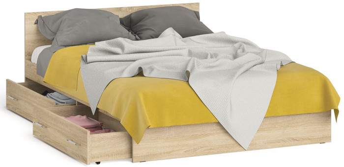 Мори Кровать с ящиками 1400, дуб сонома
