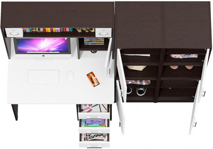 С-МД-СК9 Компоновка № 02, венге/белый шагрень