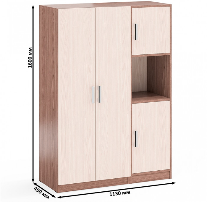 Шкаф С-МД-СК9Ш+Пенал С-МД-СК9П, ясень шимо светлый/ясень шимо тёмный