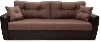 Диван-кровать Амстердам, 160х195, раскладной, еврокнижка, пружинный блок, рогожка/экокожа, коричневый