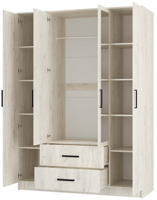 "Фиеста" шкаф 4-х створчатый (1600х2216х610) дуб крафт белый