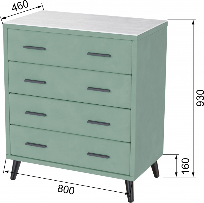 Комод интерьерный Пай мятный/мдф холст белый