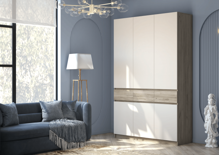 Шкаф Бостон ЛДСП ШК-002, крафт серый/кашемир