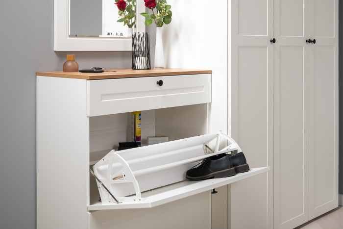 Остин Прихожая 22, белый шагрень/дуб крафт золотой