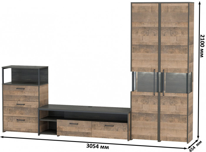 Трувор Гостиная 038, дуб гранж песочный/интра