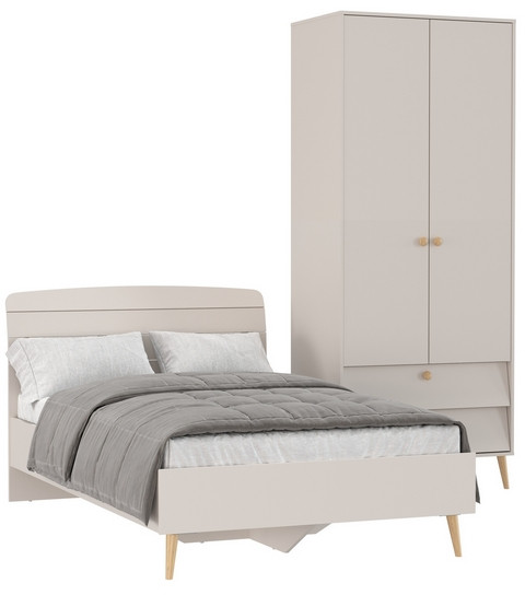 Афина Спальня Кровать 1200 + Шкаф 2-х дверный, кашемир серый