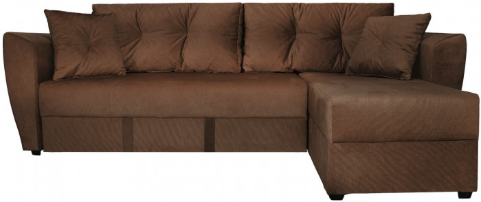 Диван-кровать угловой Амстердам Люкс, 150х200, еврокнижка, велюр, коричневый