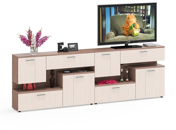 Две тумбы ТВ С-МД-С1-1400, ясень шимо светлый/ясень шимо тёмный