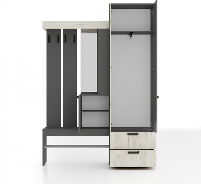 Прихожая "Трамп" Графит/дуб крафт белый