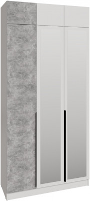 Шкаф 1,2 с антресолью и зеркалом Мадрид, Белый/Ателье светлое