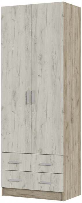 ГАРМОНИЯ ШК 603 М шкаф 2х створчатый (0,8х2,2х0,5) дуб крафт белый/дуб крафт серый