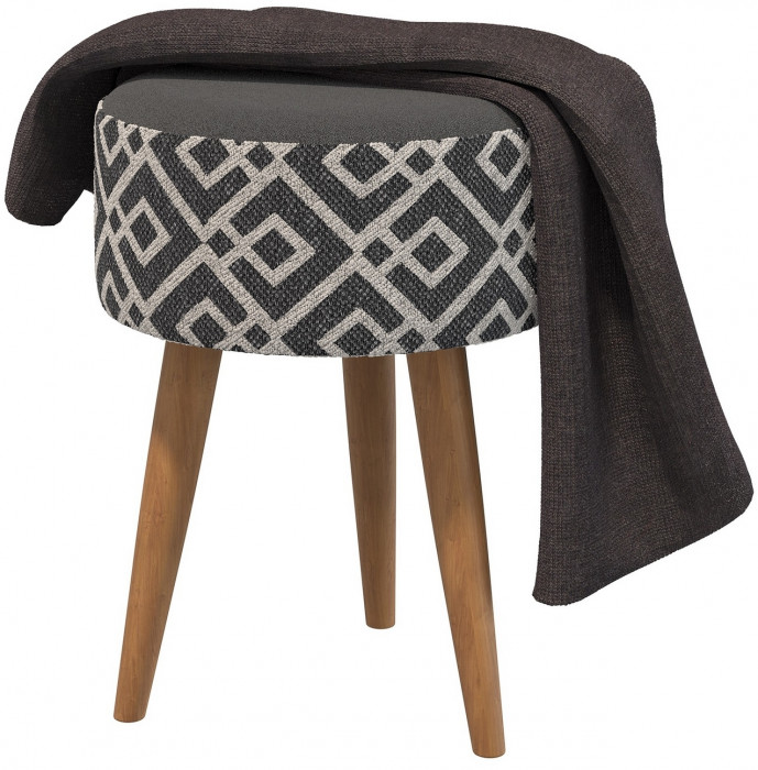 Банкетка 6-5132ТКчёр Юна, ткань чёрная с рисунком