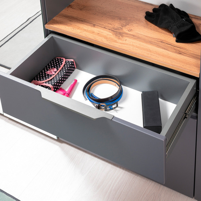 Октава Прихожая 24, цвет серый графит/дуб крафт золотой/фасады МДФ серый графит, ШхГхВ 193,7х35,4х197,6 см., универсальная сборка