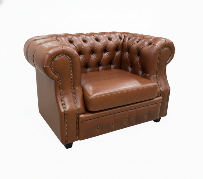 Кресло Честер ЛОФТ, экокожа светло-коричневый